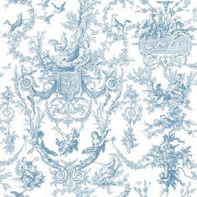 York Wallcovering Old World Toile Wallpaper blue/white