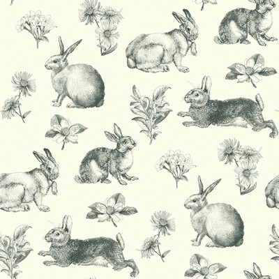 York Wallcovering Bunny Toile Wallpaper Black/White