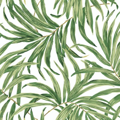 York Wallcovering BALI LEAVES                    white, light to dark green, yellow, tan