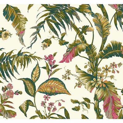 York Wallcovering Fiji Garden Wallpaper white teal aqua pink 