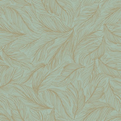 York Wallcovering Light As A Feather Wallpaper turquoise, metallic gold