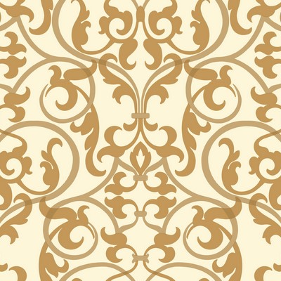 York Wallcovering Royal Scroll Wallpaper cream, metallic golds