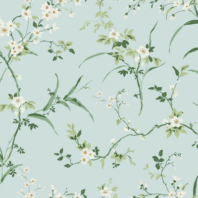 York Wallcovering Blossom Branches Spa Blue