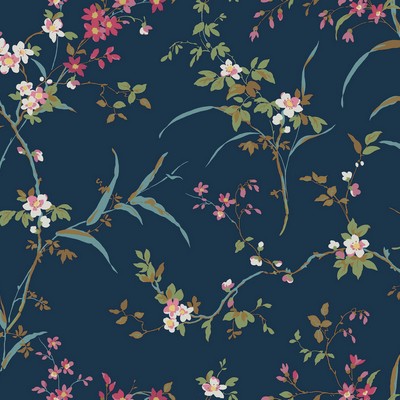 York Wallcovering Blossom Branches Navy