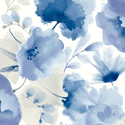 York Wallcovering Watercolor Bouquet Cobalt