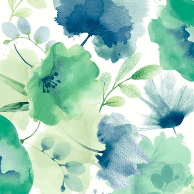 York Wallcovering Watercolor Bouquet Blue & Green