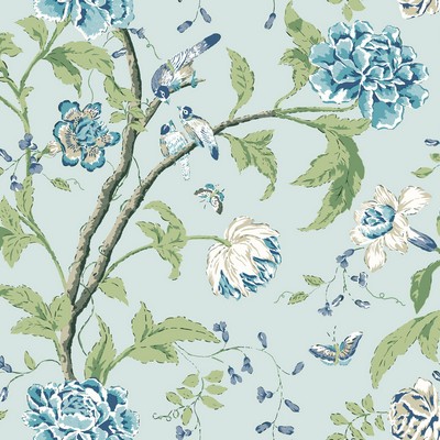 York Wallcovering Teahouse Floral Light Blue