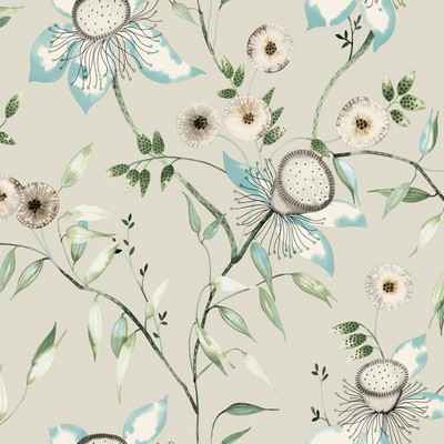 York Wallcovering Dream Blossom Taupe & Aqua