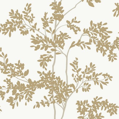York Wallcovering Lunaria Silhouette White & Gold