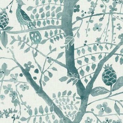 York Wallcovering Peacock Block Print Wallpaper Teal