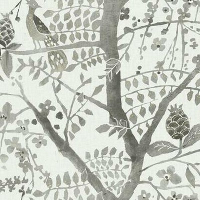 York Wallcovering Peacock Block Print Wallpaper Gray