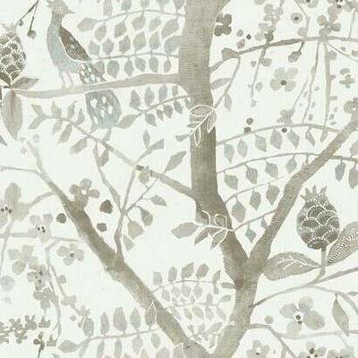 York Wallcovering Peacock Block Print Wallpaper Off White