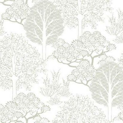 York Wallcovering Kimono Trees Wallpaper Metallic