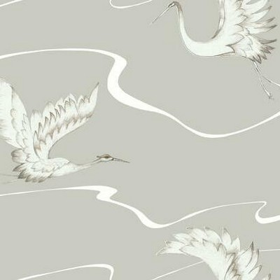 York Wallcovering Soaring Cranes Wallpaper Taupe
