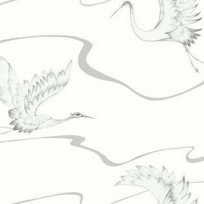York Wallcovering Soaring Cranes Wallpaper White/Silver