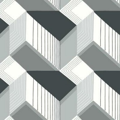 York Wallcovering Graphic Geo Blocks Wallpaper Black/White
