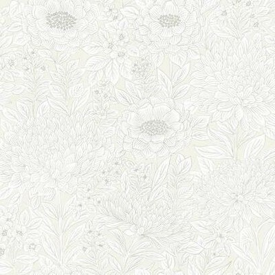 York Wallcovering Wood Block Blooms Wallpaper Cream/Glint