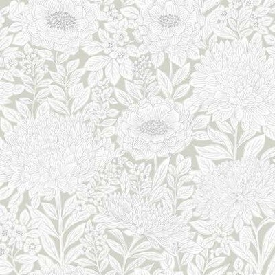 York Wallcovering Wood Block Blooms Wallpaper Taupe/Silver