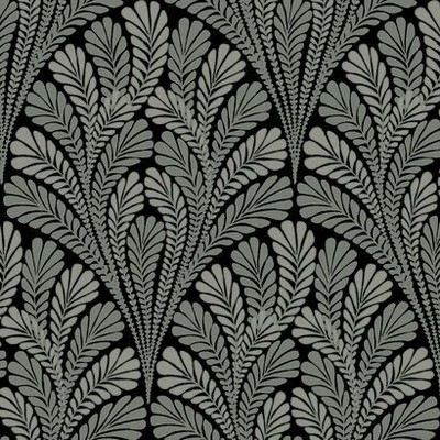 York Wallcovering Shell Damask Wallpaper Black/Glint