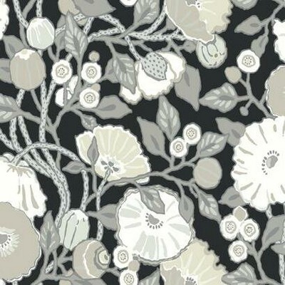 Vincent Poppies Wallpaper Black/Cream York Wallcovering Vincent Poppies Wallpaper Black/Cream