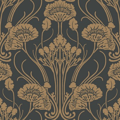 York Wallcovering Nouveau Damask Wallpaper Blacks