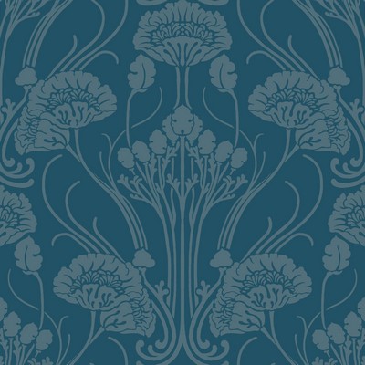 York Wallcovering Nouveau Damask Wallpaper Blues