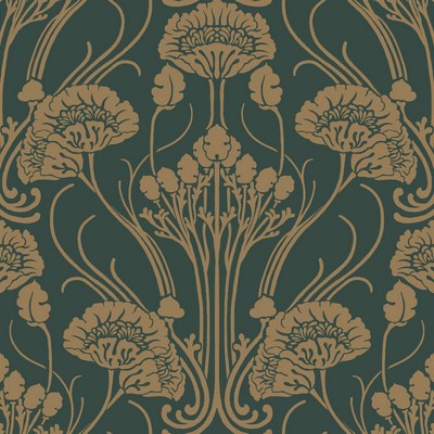 York Wallcovering Nouveau Damask Wallpaper Greens