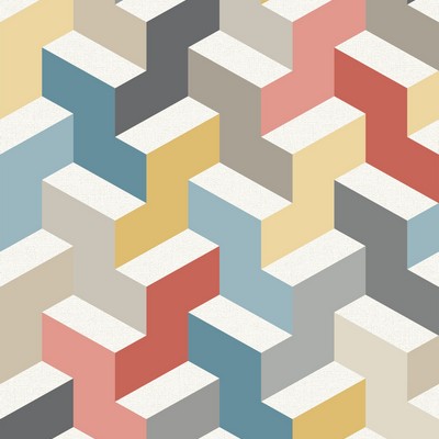 York Wallcovering The Right Angle Wallpaper - Orange/Teal/Gold Oranges