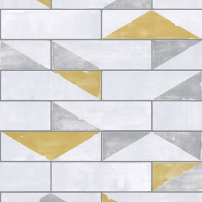York Wallcovering Underground Wallpaper - Citron/Grey White/Off Whites