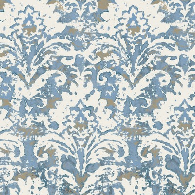 York Wallcovering Batik Damask Wallpaper Blue