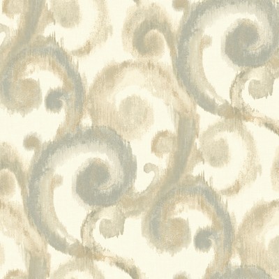 York Wallcovering Arabesque Wallpaper white, light blue, pale grey, beige, metallic gold