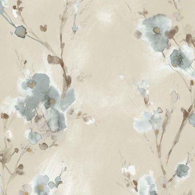 York Wallcovering Charm Wallpaper Soft Blue,Browns,Blacks