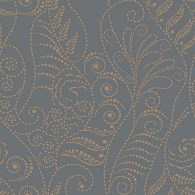 York Wallcovering Modern Fern Wallpaper Gold on Charcoal,Blacks,Metallics