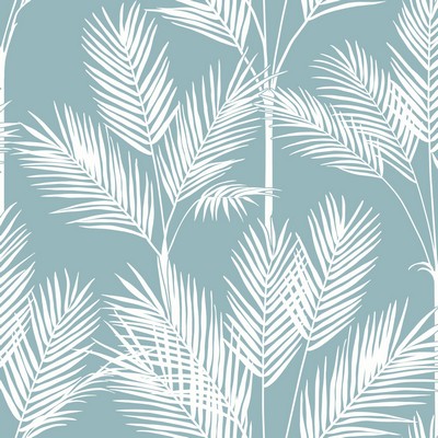 York Wallcovering King Palm Silhouette Wallpaper Blue