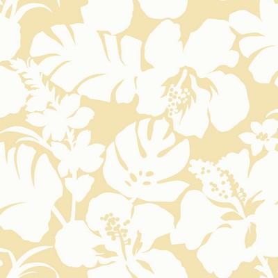 York Wallcovering Hibiscus Arboretum Wallpaper Yellow