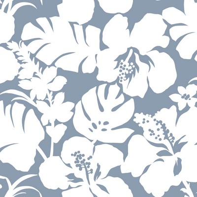 York Wallcovering Hibiscus Arboretum Wallpaper Blue