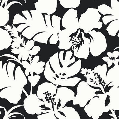 York Wallcovering Hibiscus Arboretum Wallpaper Black