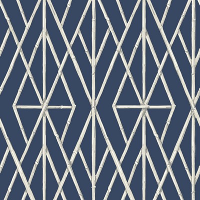 York Wallcovering Riviera Bamboo Trellis Wallpaper Navy