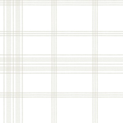 York Wallcovering Charter Plaid Wallpaper Off White