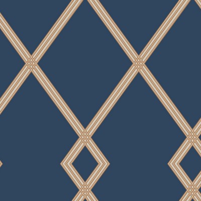 York Wallcovering Ribbon Stripe Trellis Wallpaper Navy/Copper