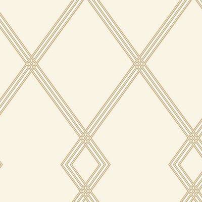 York Wallcovering Ribbon Stripe Trellis Wallpaper Cream/Gold