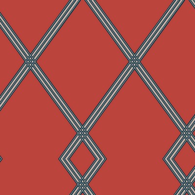 York Wallcovering Ribbon Stripe Trellis Wallpaper Red/Indigo