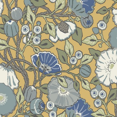 York Wallcovering Vincent Poppies Wallpaper Yellow