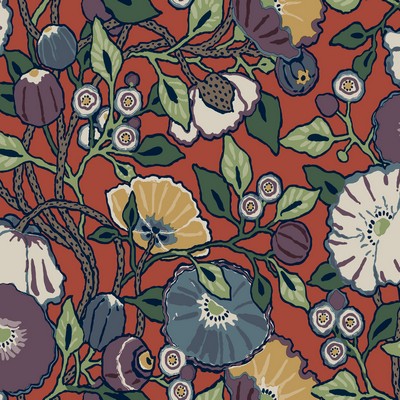 York Wallcovering Vincent Poppies Wallpaper Red