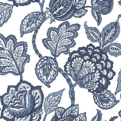 York Wallcovering Midsummer Jacobean Wallpaper White/Blue
