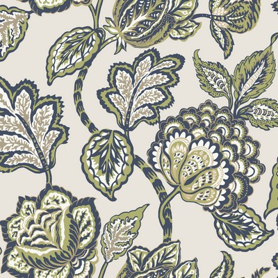 York Wallcovering Midsummer Jacobean Wallpaper Lime/Navy