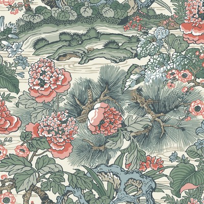 York Wallcovering Dynasty Floral Branch Wallpaper Green / Pink