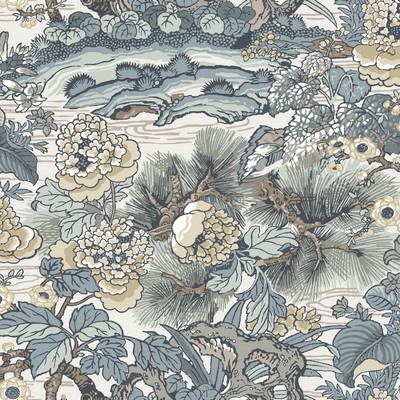 York Wallcovering Dynasty Floral Branch Wallpaper Blue / Gray