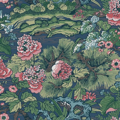 York Wallcovering Dynasty Floral Branch Wallpaper Blue / Green