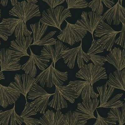 York Wallcovering Ginkgo Toss Wallpaper Black